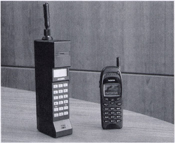 ... 1988 digital mobile phones were invented they were large and expensive